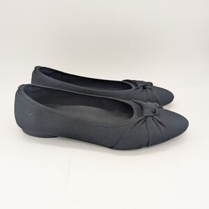 Vivaia Bibi Almond-Toe Knotted Flats Black EU 40 US 9/9.5 Ballet Flex Comfort